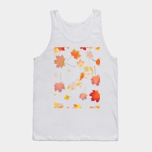 Autumn Scattered Leaf Design - Fall Leaves - Maple Leaves  - Autumn Colours - White Background Tank Top